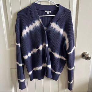 Johnny Was Purple Cable Knit Tie Dye Cardigan Size Large